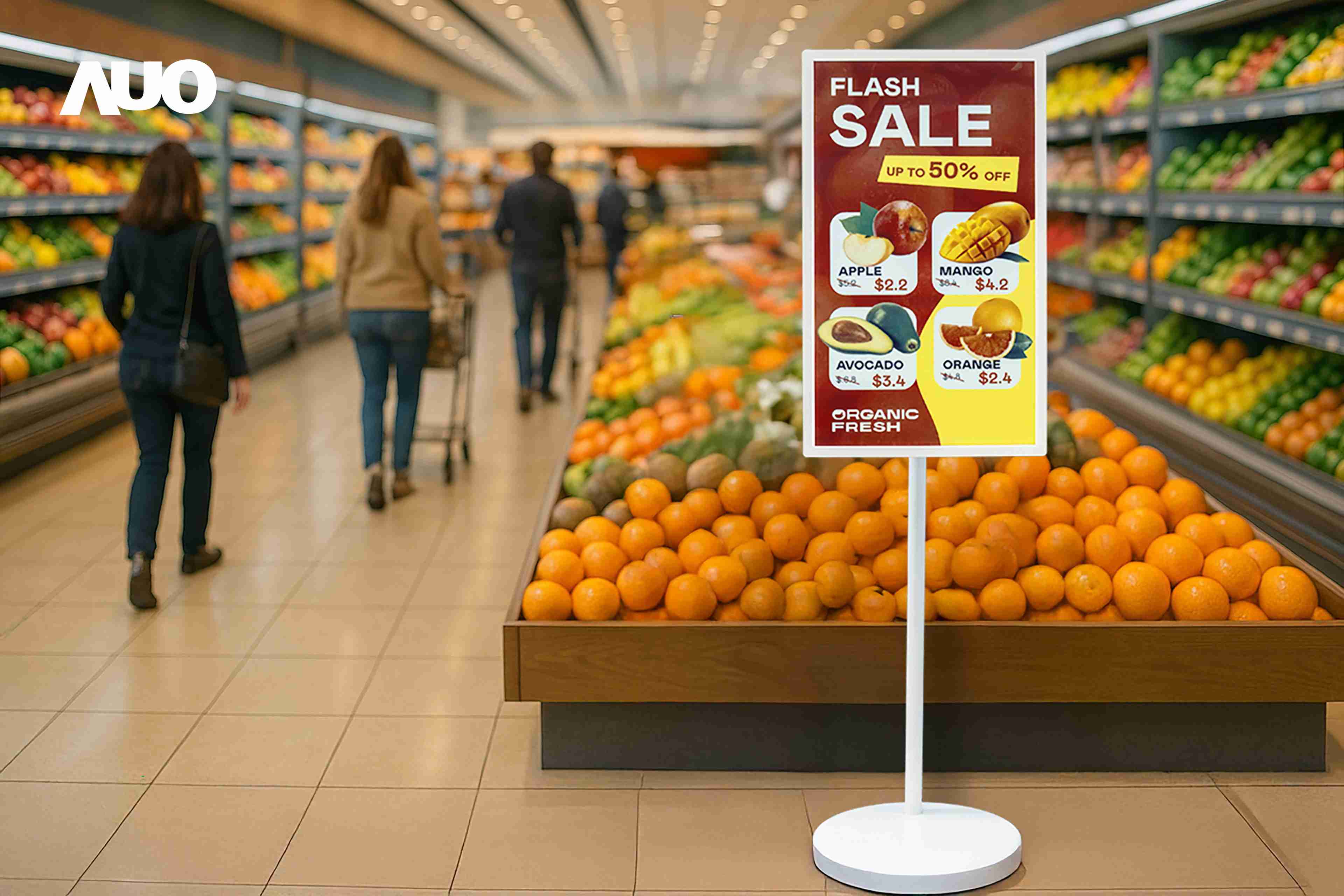 达擎首亮相低功耗、、全彩的〝aecoPost电子纸解决方案〞，，仅在更新画面时需要微量的电力驱动，，，无需布建电线的便捷设计，，使其可灵活应用、、随意置放，，，，并可透过云端或行动装置app，，轻松管理及排程广告内容，，，晋升店头营销利器。。